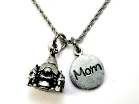 Mother Gnome with her two children with MOM Charm Necklace
