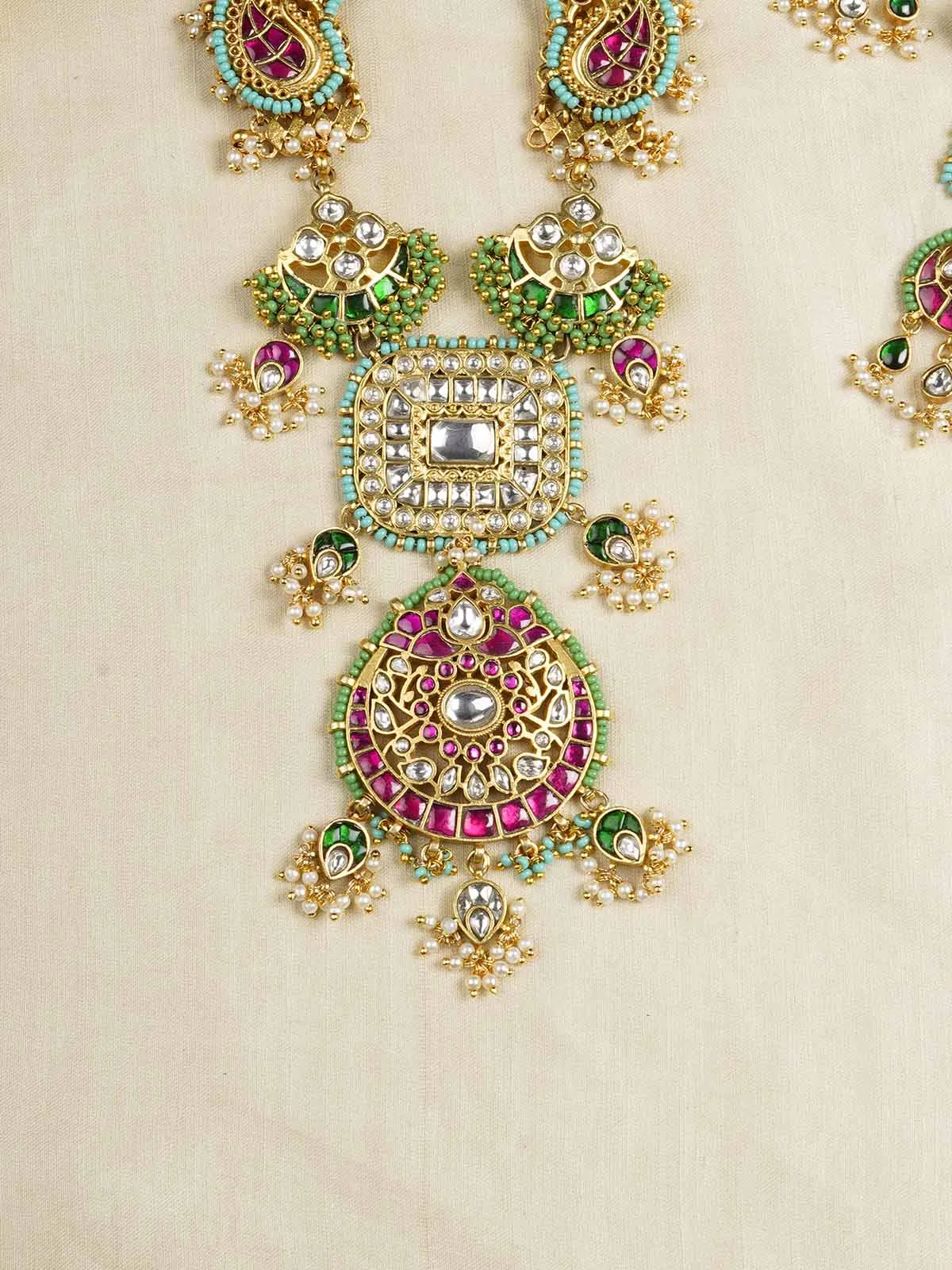 Multicolor Gold Plated Mishr Necklace Set - MR-S651M