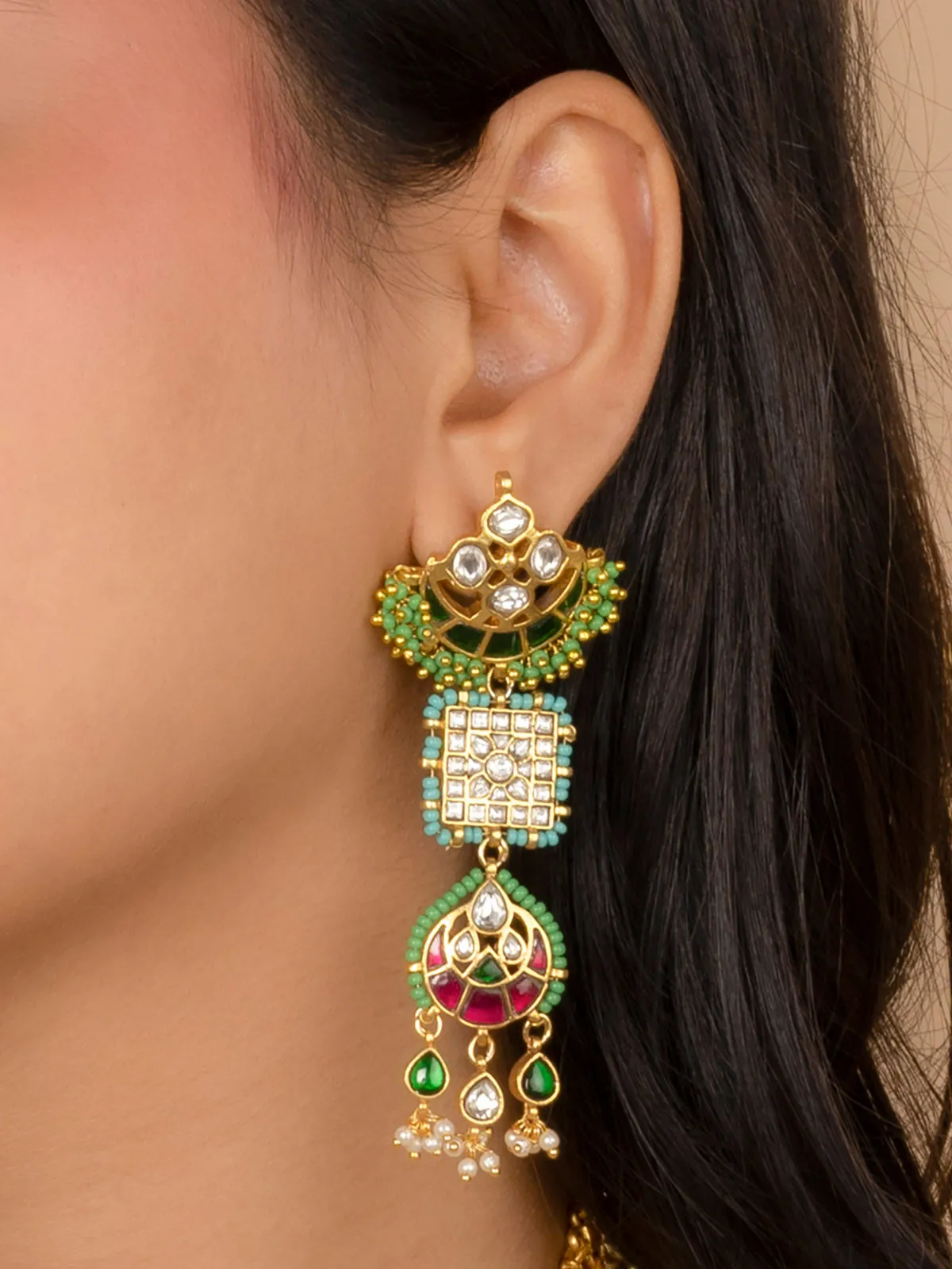 Multicolor Gold Plated Mishr Necklace Set - MR-S651M