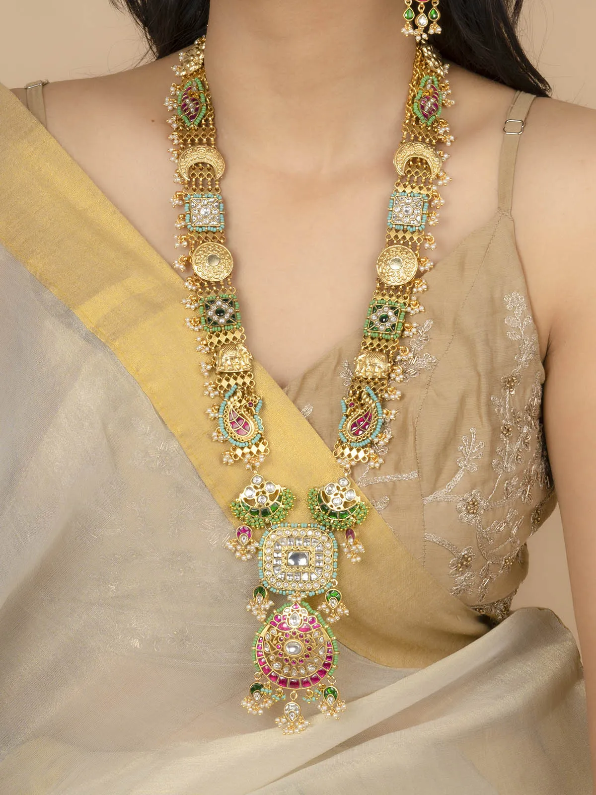 Multicolor Gold Plated Mishr Necklace Set - MR-S651M