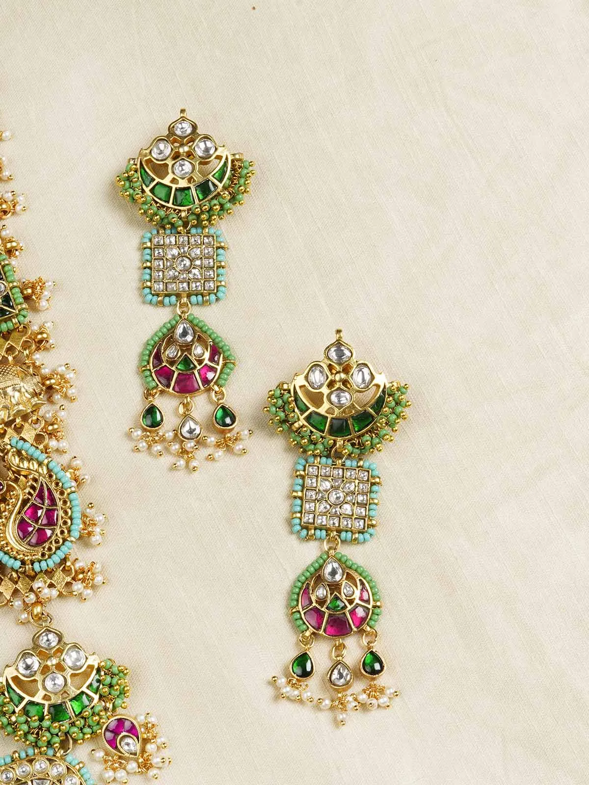 Multicolor Gold Plated Mishr Necklace Set - MR-S651M
