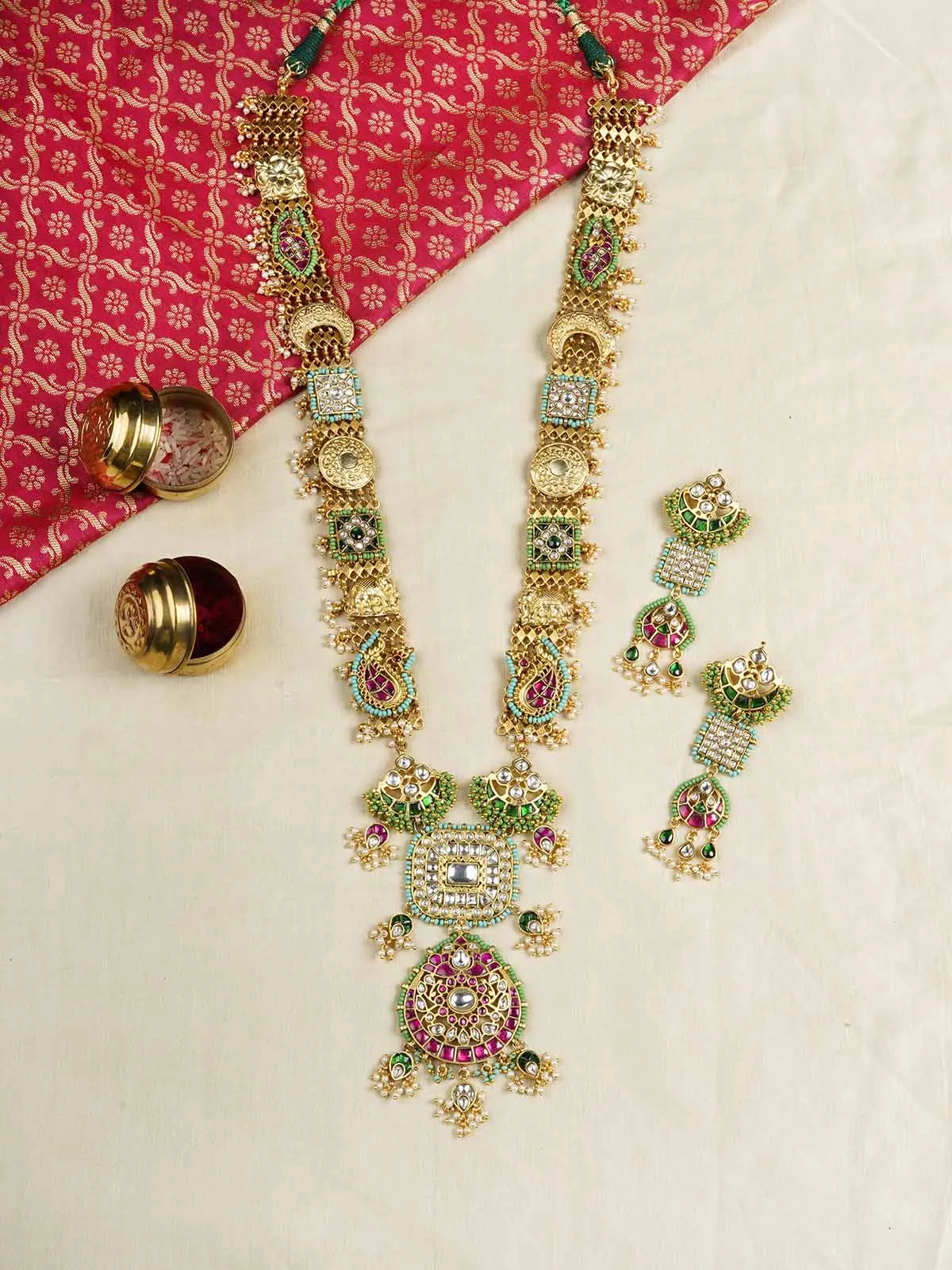 Multicolor Gold Plated Mishr Necklace Set - MR-S651M