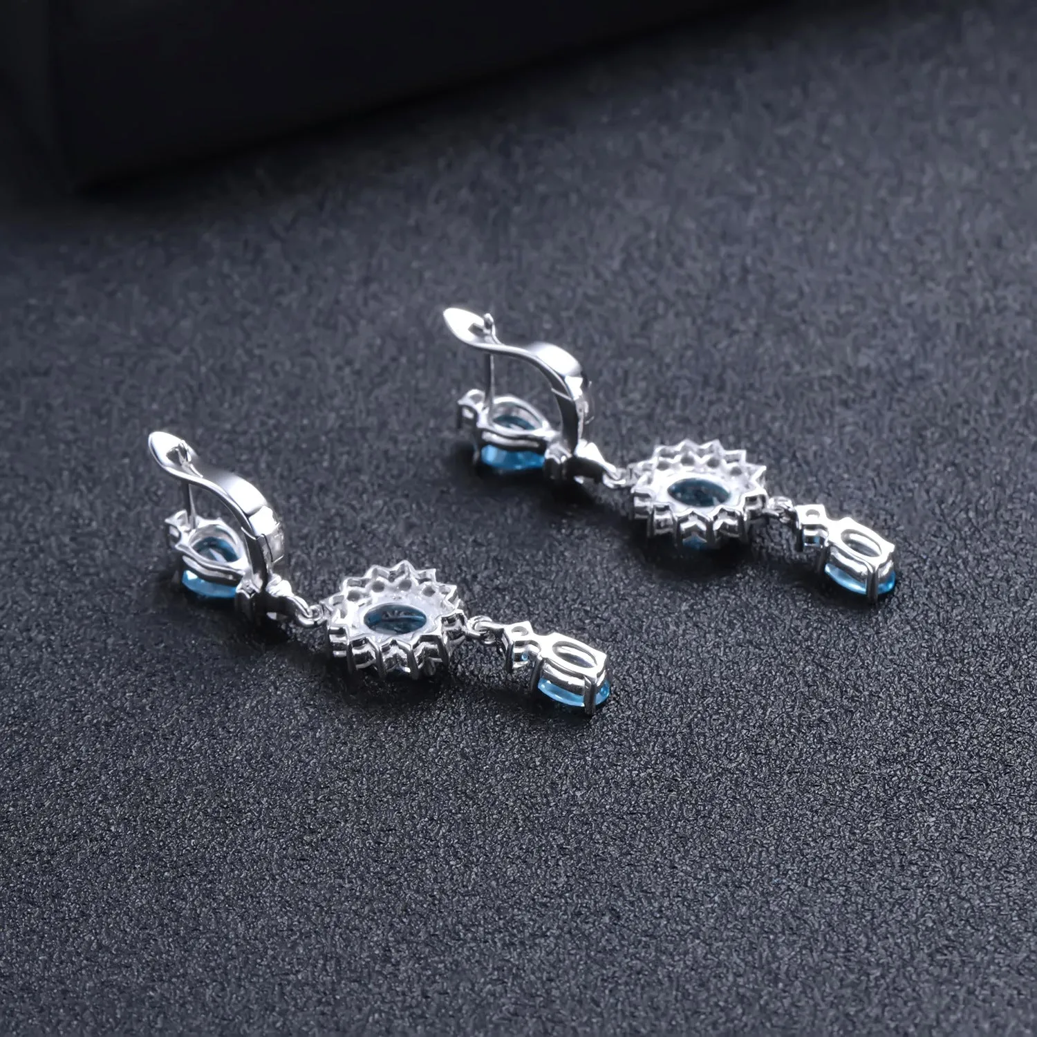 Natural Colourful Gemstones Oval Shape String Silver Drop Earrings for Women