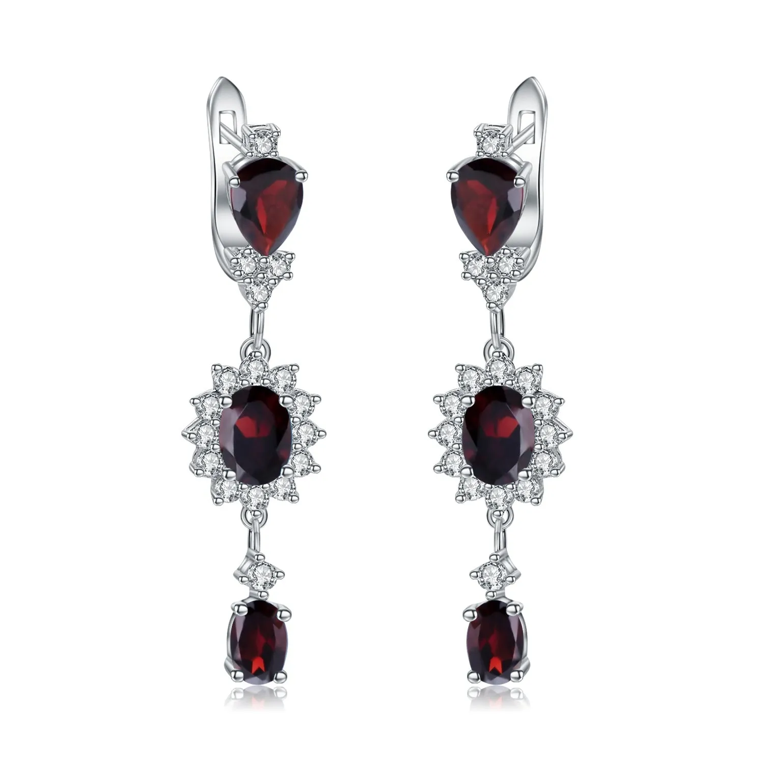 Natural Colourful Gemstones Oval Shape String Silver Drop Earrings for Women