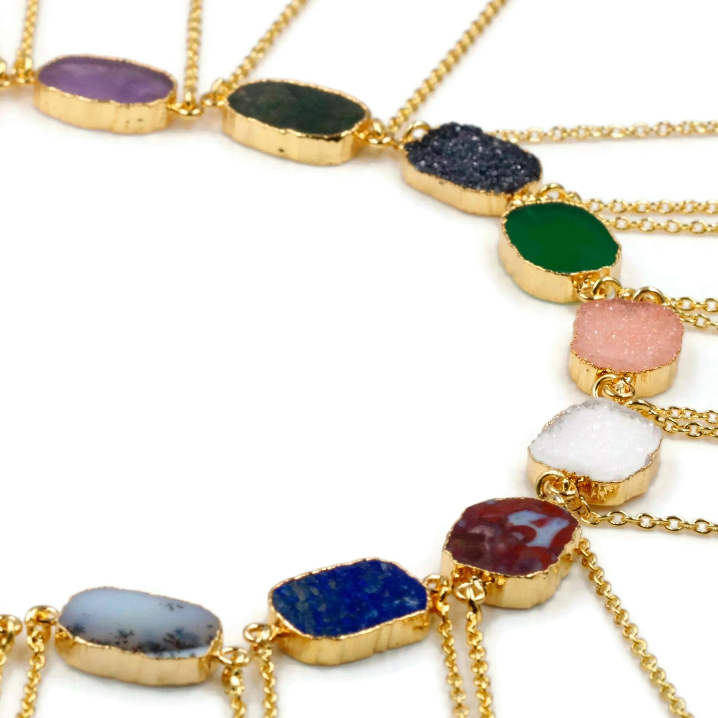 Natural Gemstone Necklace Gold Plated Clasp Necklace Fashion Necklace Gemstone Necklace Goldtone Necklace Chain Necklace SKU 6142218