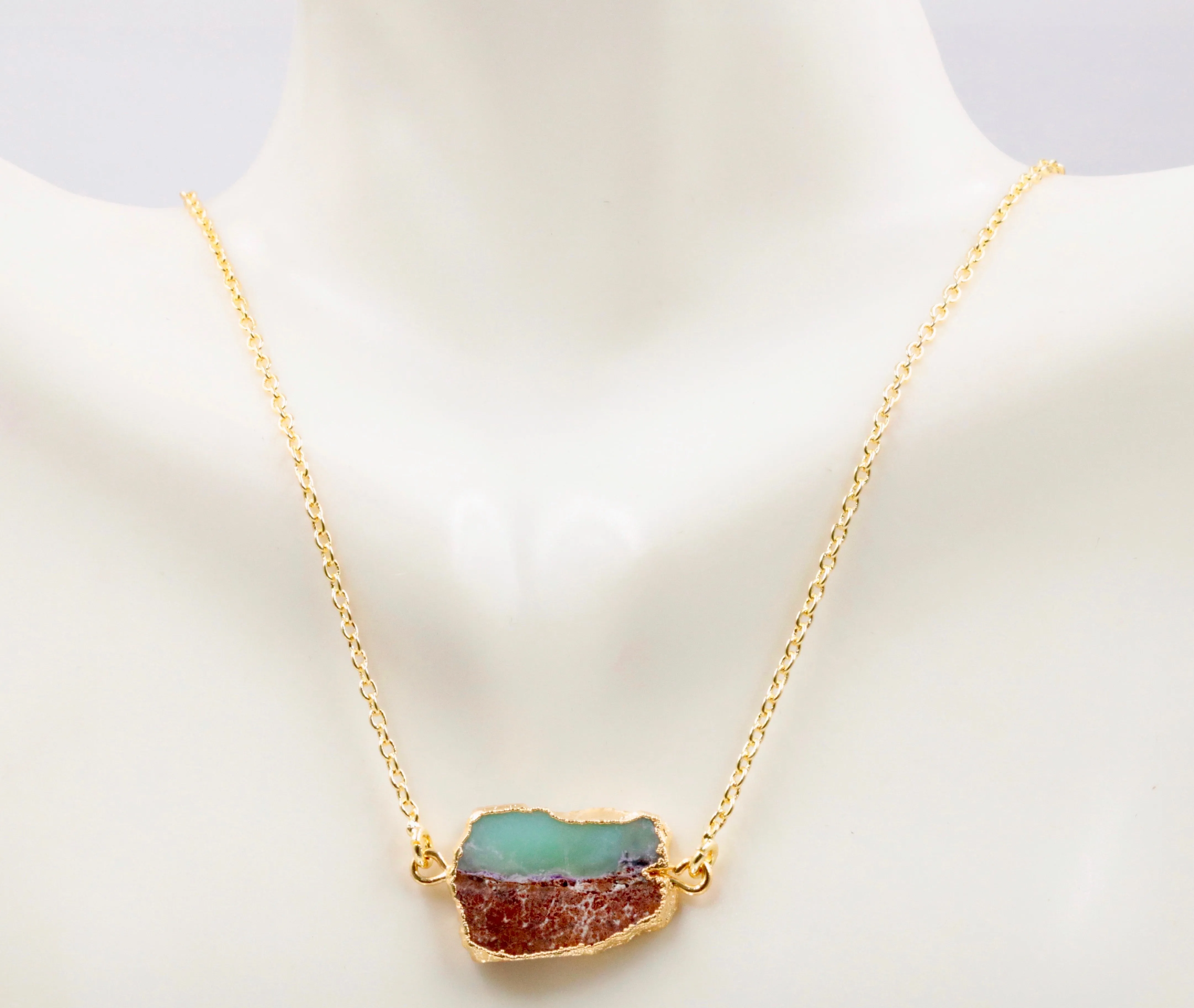 Natural Gemstone Necklace Gold Plated Clasp Necklace Fashion Necklace Gemstone Necklace Goldtone Necklace Chain Necklace SKU 6142218