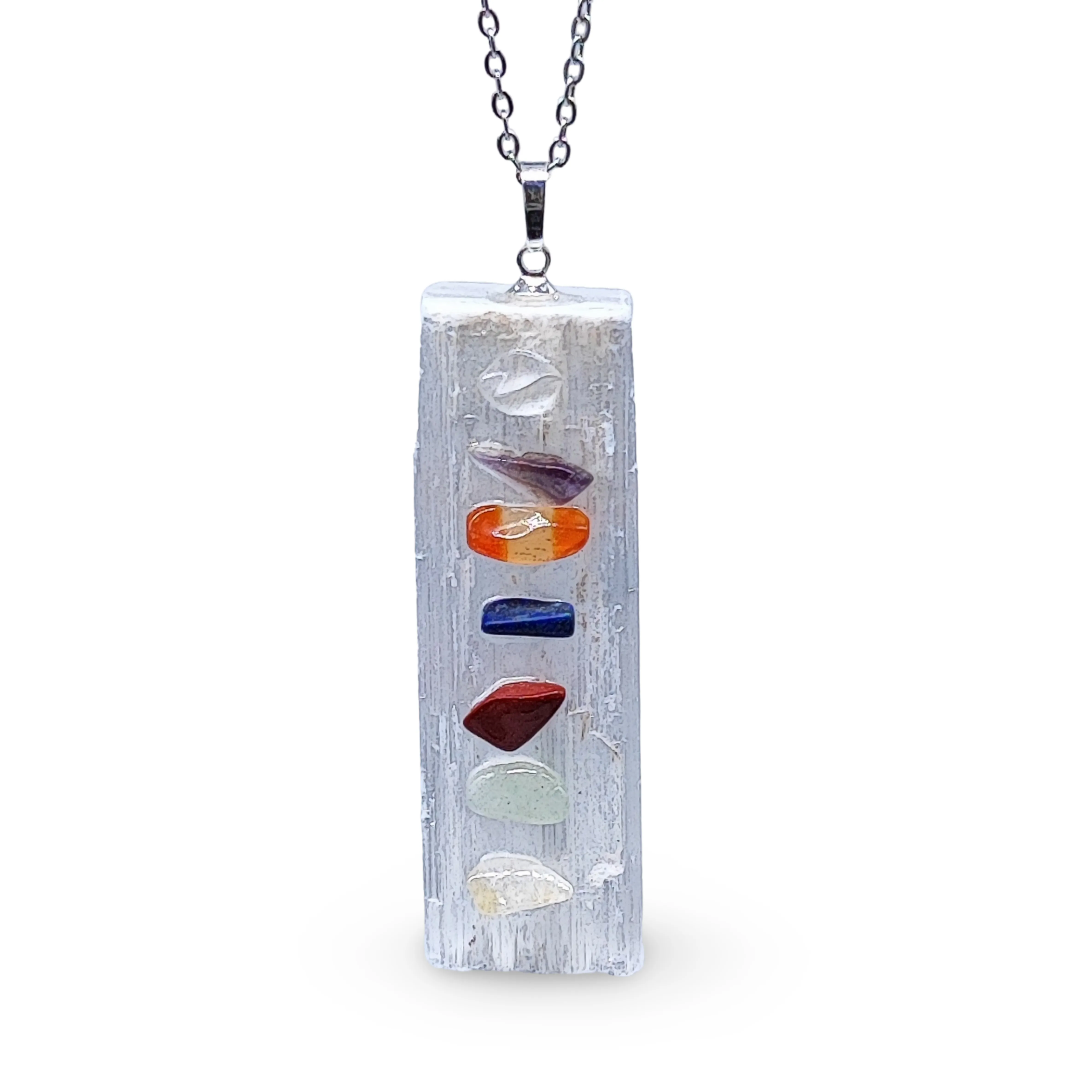 Necklace -Natural Selenite Harmony 7 Chakras