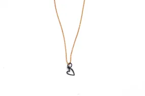 necklace / silver tiny OPEN HEART charm   gold filled fine chain