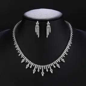 New Sparkling Cubic Zirconia Wedding Banquet Necklace Earrings Set Bridal Party Costume Jewelry Sets CN10578