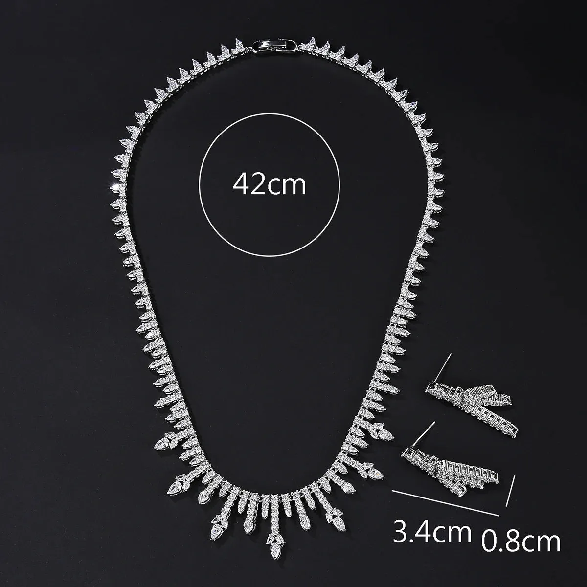 New Sparkling Cubic Zirconia Wedding Banquet Necklace Earrings Set Bridal Party Costume Jewelry Sets CN10578