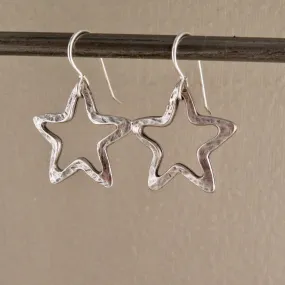 Open Silver Star Earrings