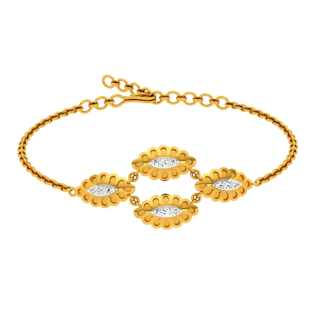 Oval Series Diamond And Gold Bracelet Design