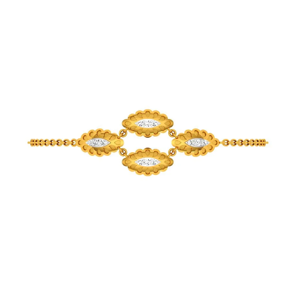 Oval Series Diamond And Gold Bracelet Design
