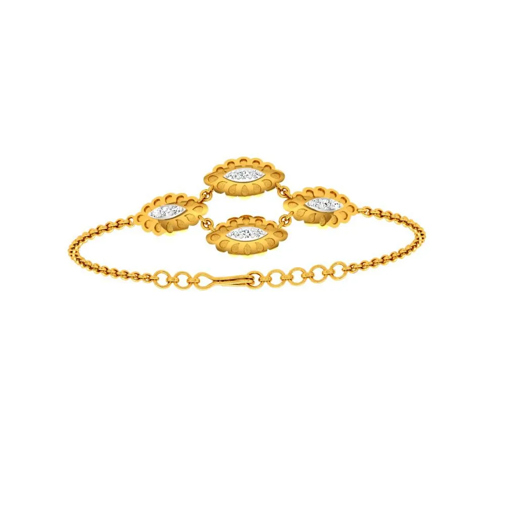 Oval Series Diamond And Gold Bracelet Design