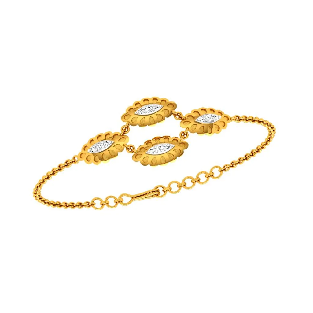 Oval Series Diamond And Gold Bracelet Design