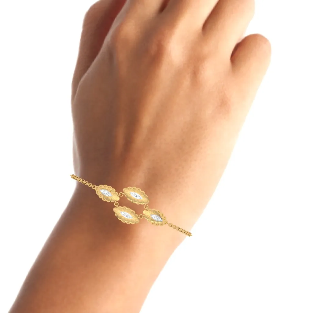 Oval Series Diamond And Gold Bracelet Design