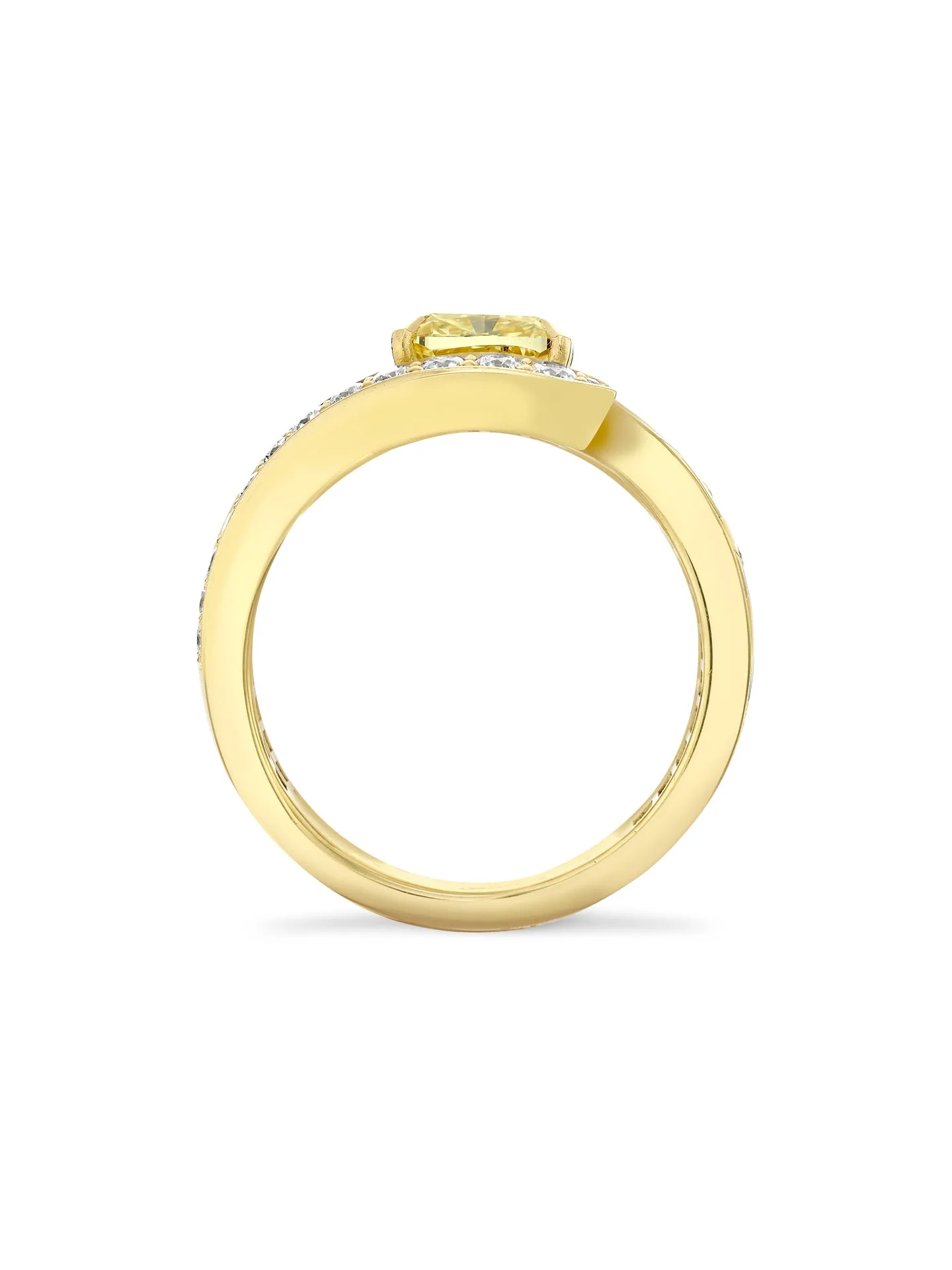Peace of Mined Cushion Yellow Diamond Yellow Gold Ring