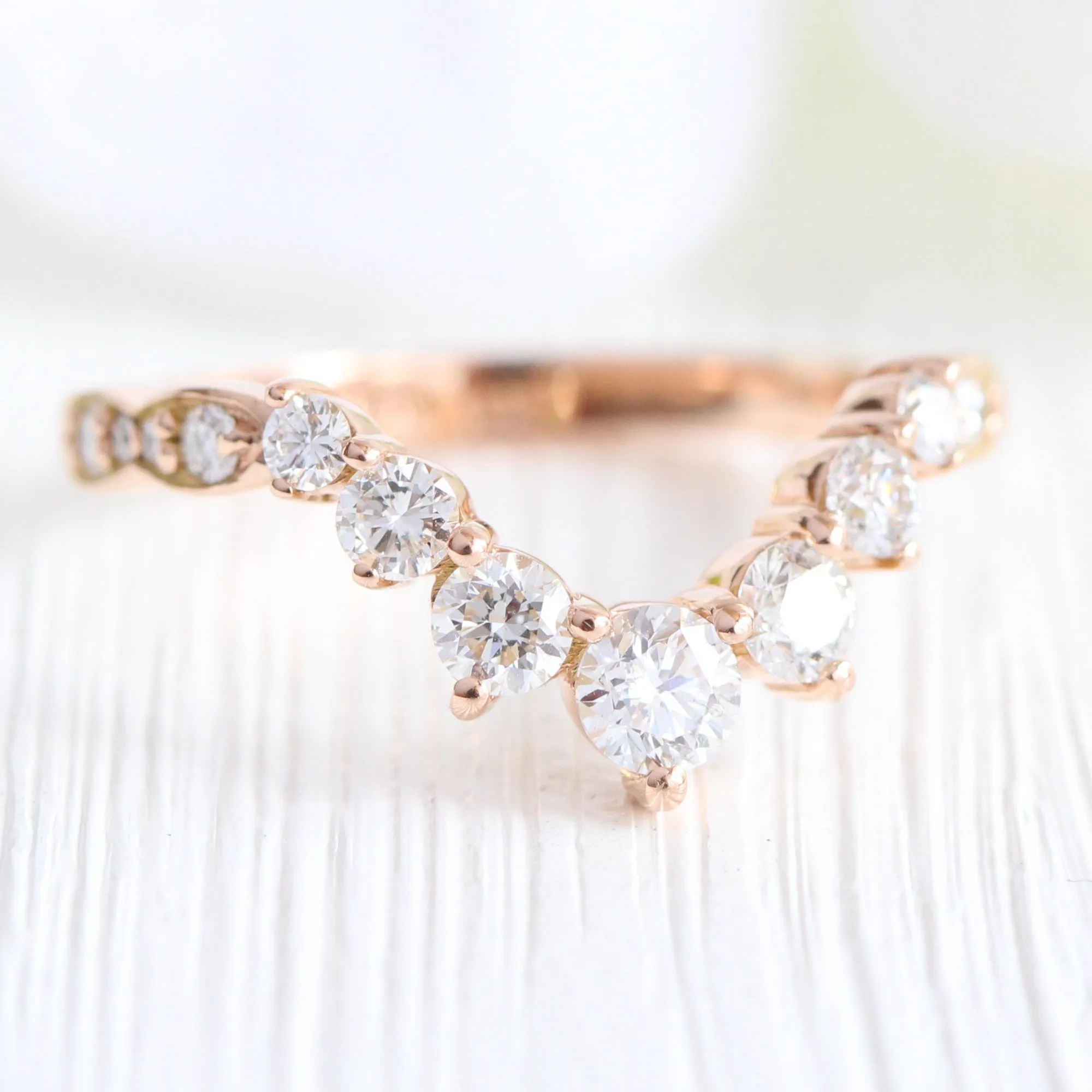 Pear Diamond Vintage Floral Ring Set w/ Lab Diamond and Large 7 Stone Wedding Band