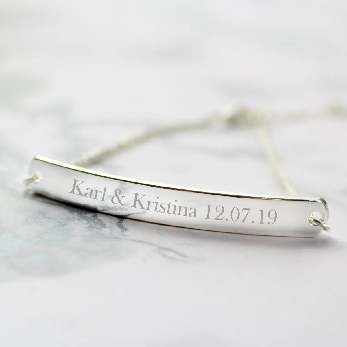 Personalised Silver Tone Bar Bracelet