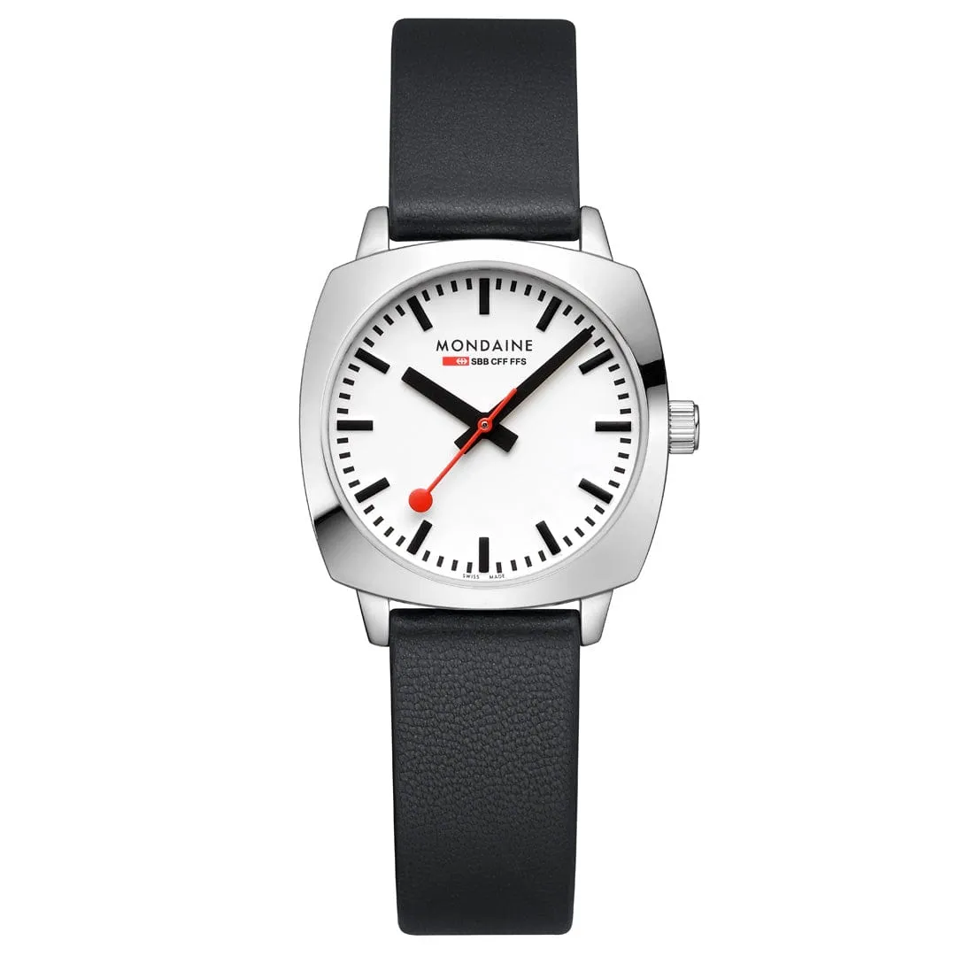 Petite Cushion, Black vegan grape leather, 31 mm