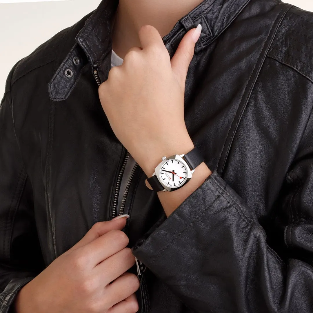 Petite Cushion, Black vegan grape leather, 31 mm