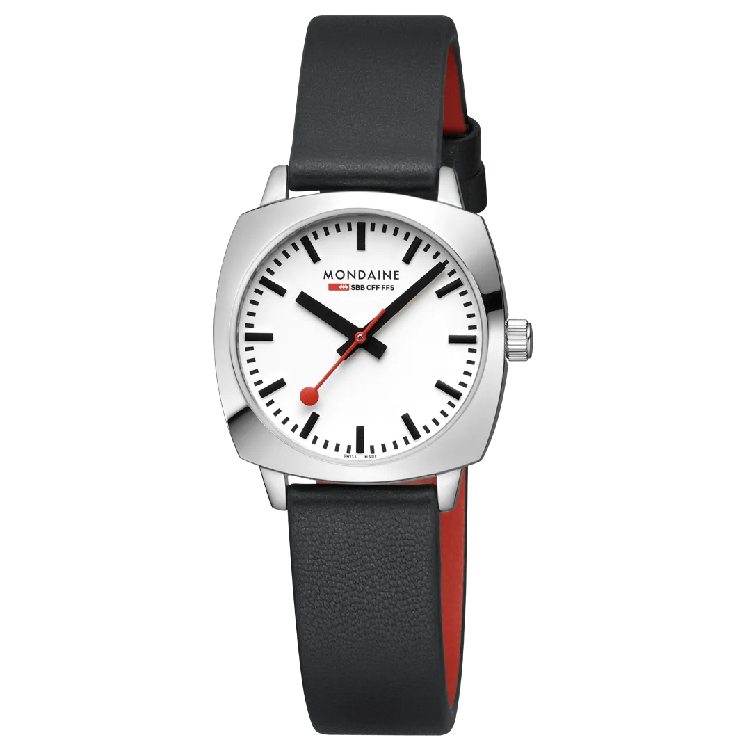 Petite Cushion, Black vegan grape leather, 31 mm