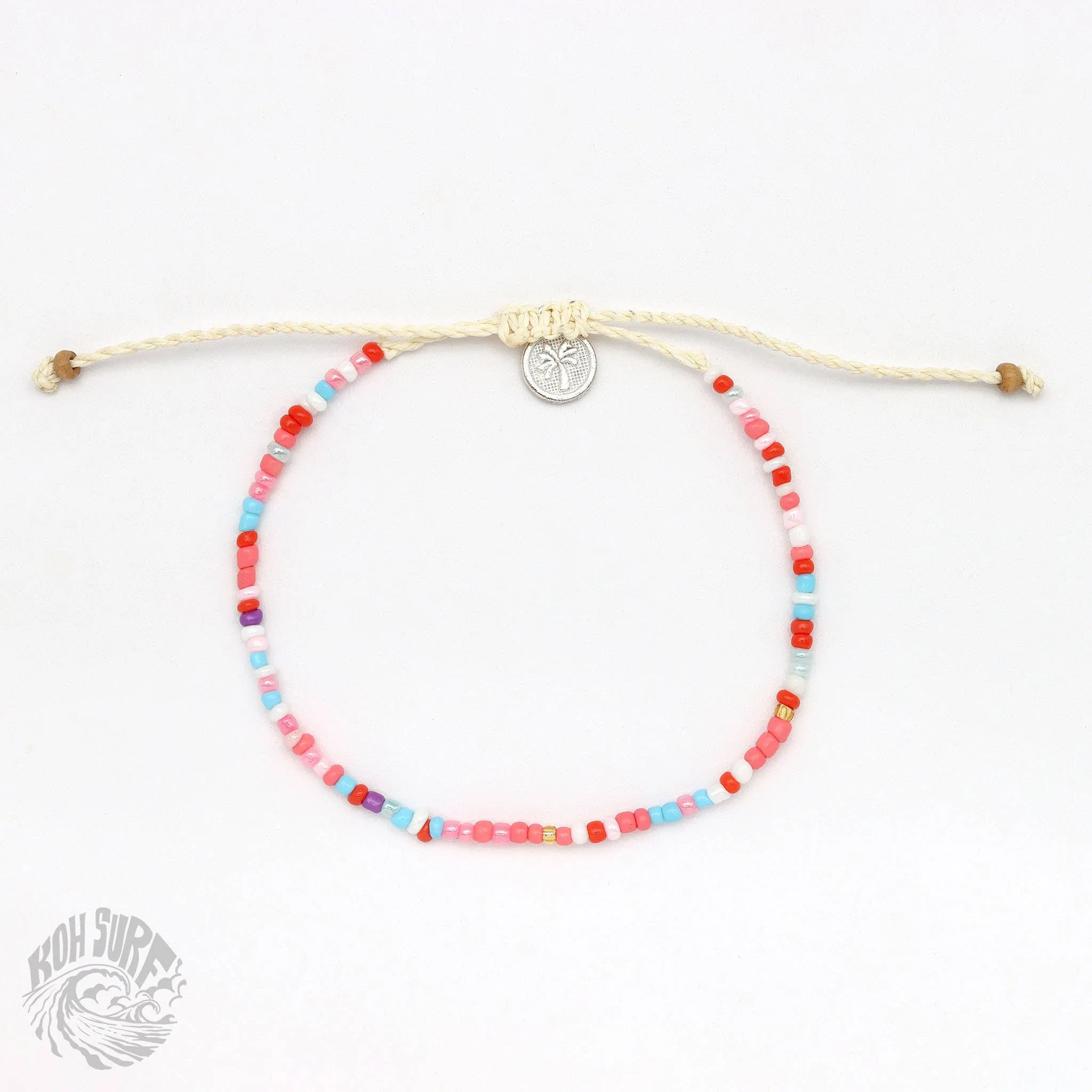 Pineapple Island -  Alila Dainty Beaded Anklet, Beach Anklet by Koh Surf: Pastel