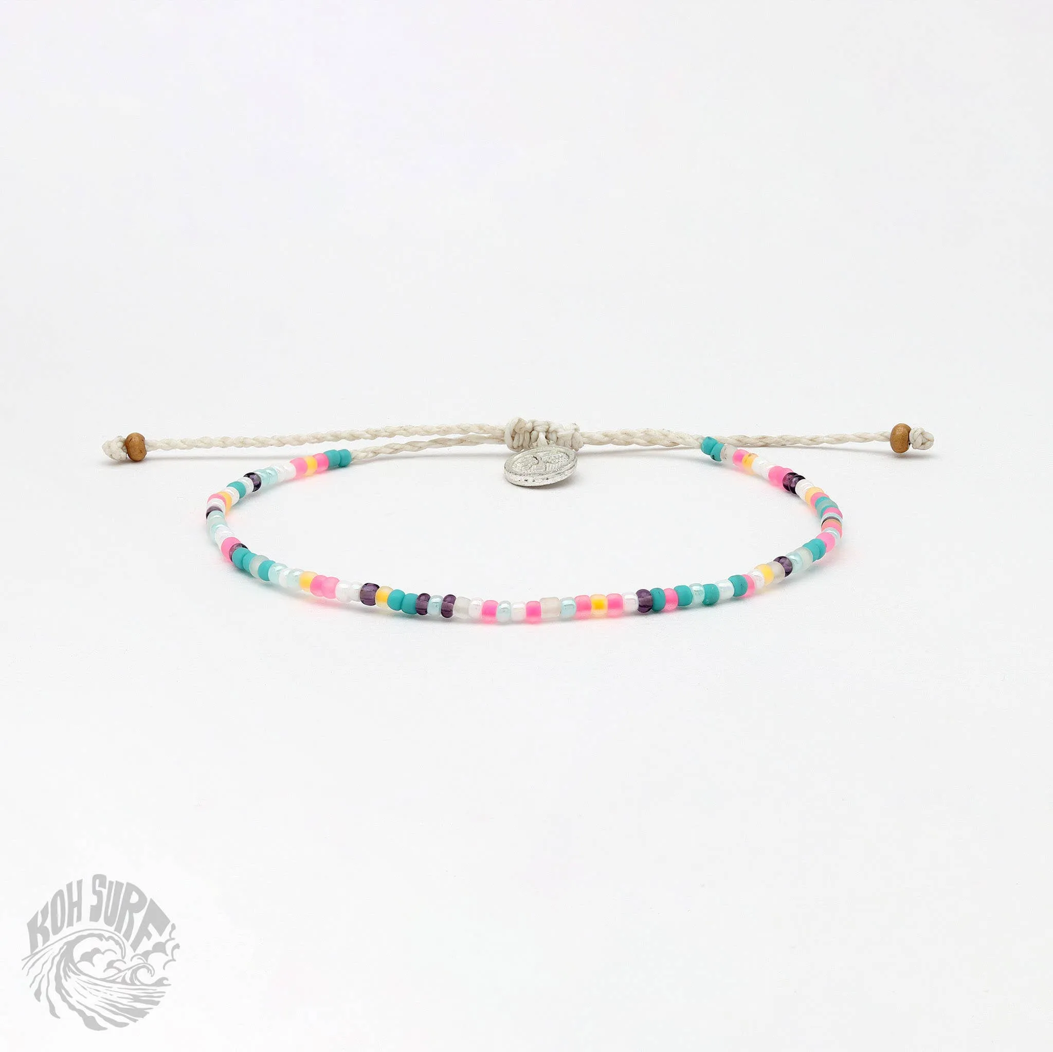 Pineapple Island -  Alila Dainty Beaded Anklet, Beach Anklet by Koh Surf: Pastel