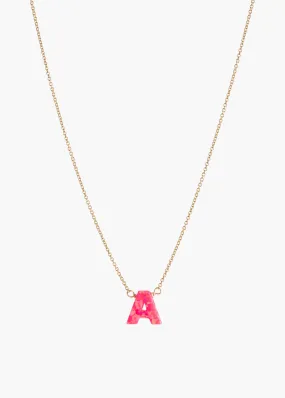 Pink opal initial necklace