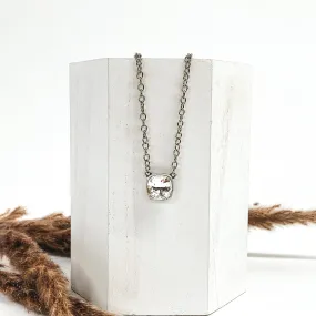 Pink Panache | Silver Chain Necklace with Clear Cushion Cut Crystal