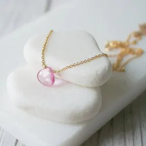 Pink Topaz Gemstone & Gold Fill Necklace