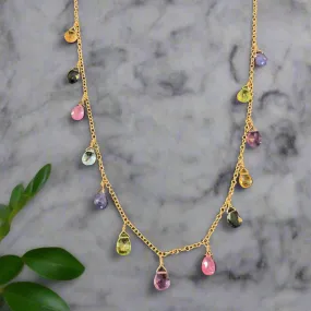 Pom Jewelry Mixed Gemstone Necklace In Gold Fill- PNMX17