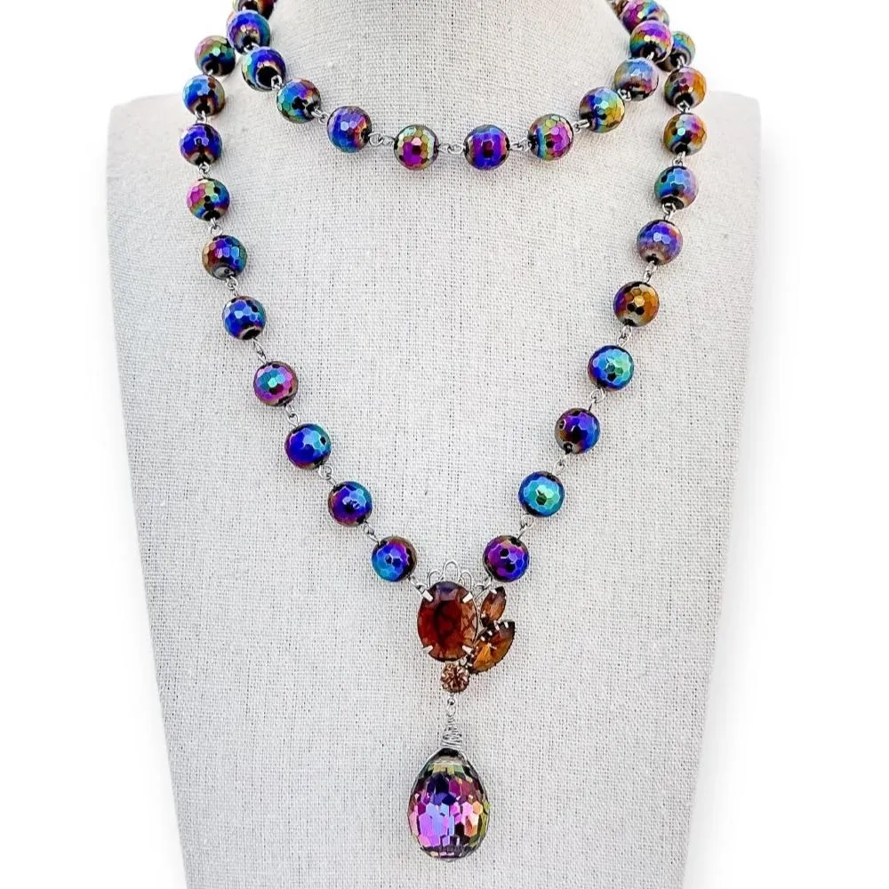 Pretty as a Peacock Beaded Bauble Necklace