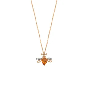 QUEEN BEE LILY GOLD DIAMOND CITRINE NECKLACE