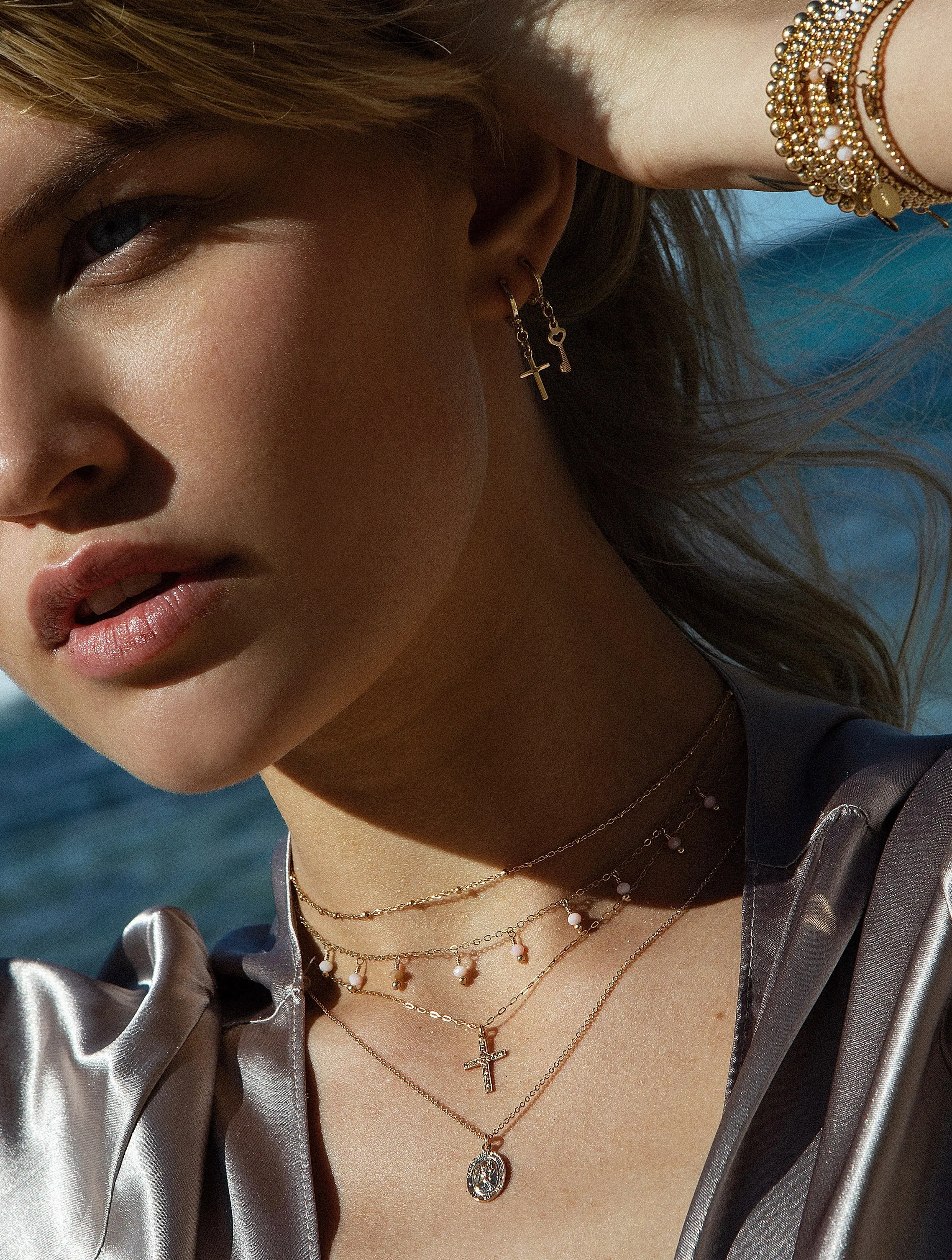 Rain Choker Necklace ~ Pink Peruvian Opal