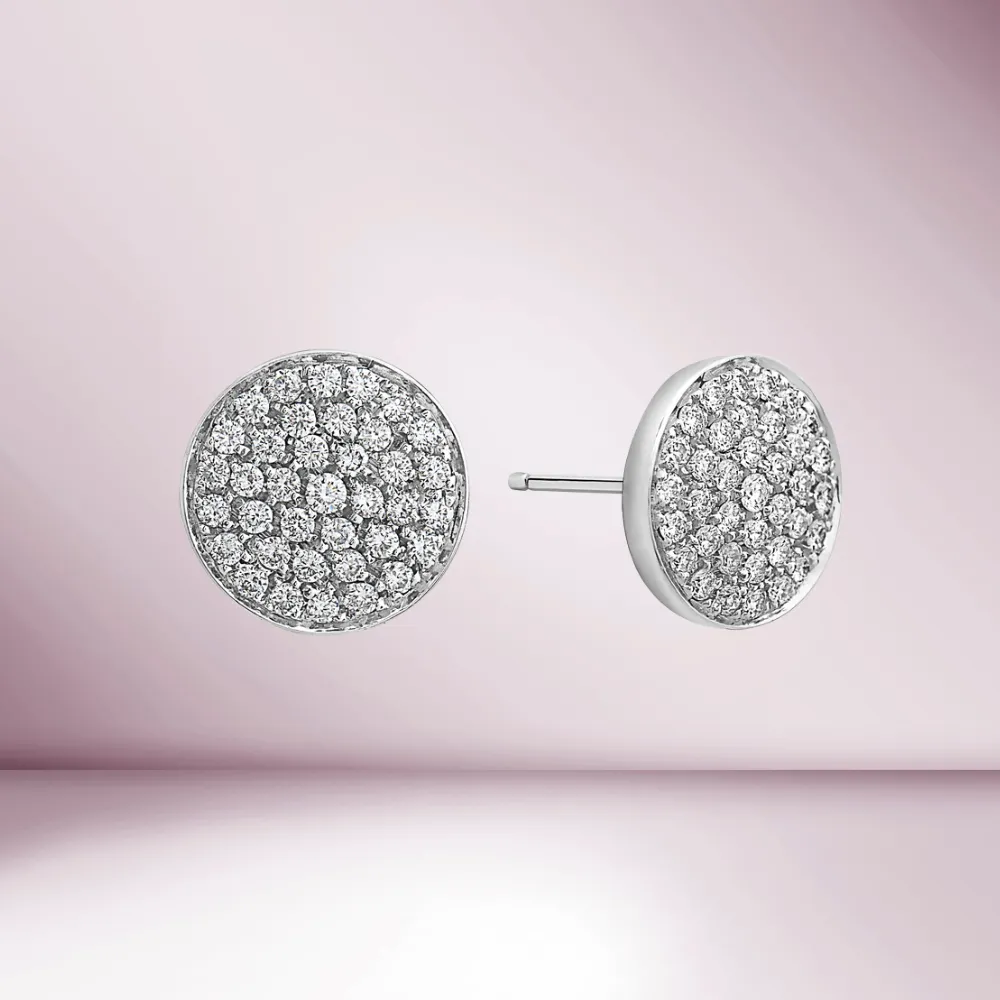 Ready to Ship Diamond Round Shape Stud Earrings (0.89 ct.) in 18K Gold, Made in Italy