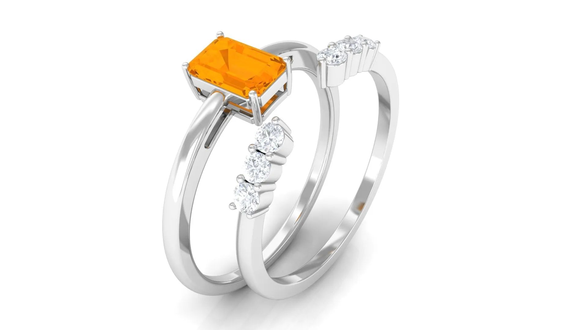 Real Fire Opal Solitaire Ring set with Diamond