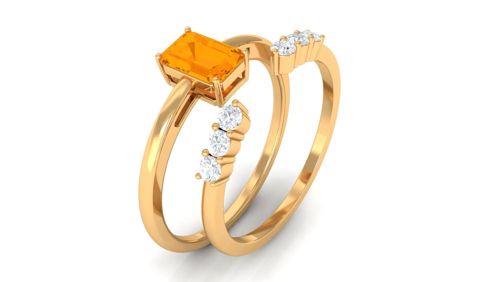 Real Fire Opal Solitaire Ring set with Diamond
