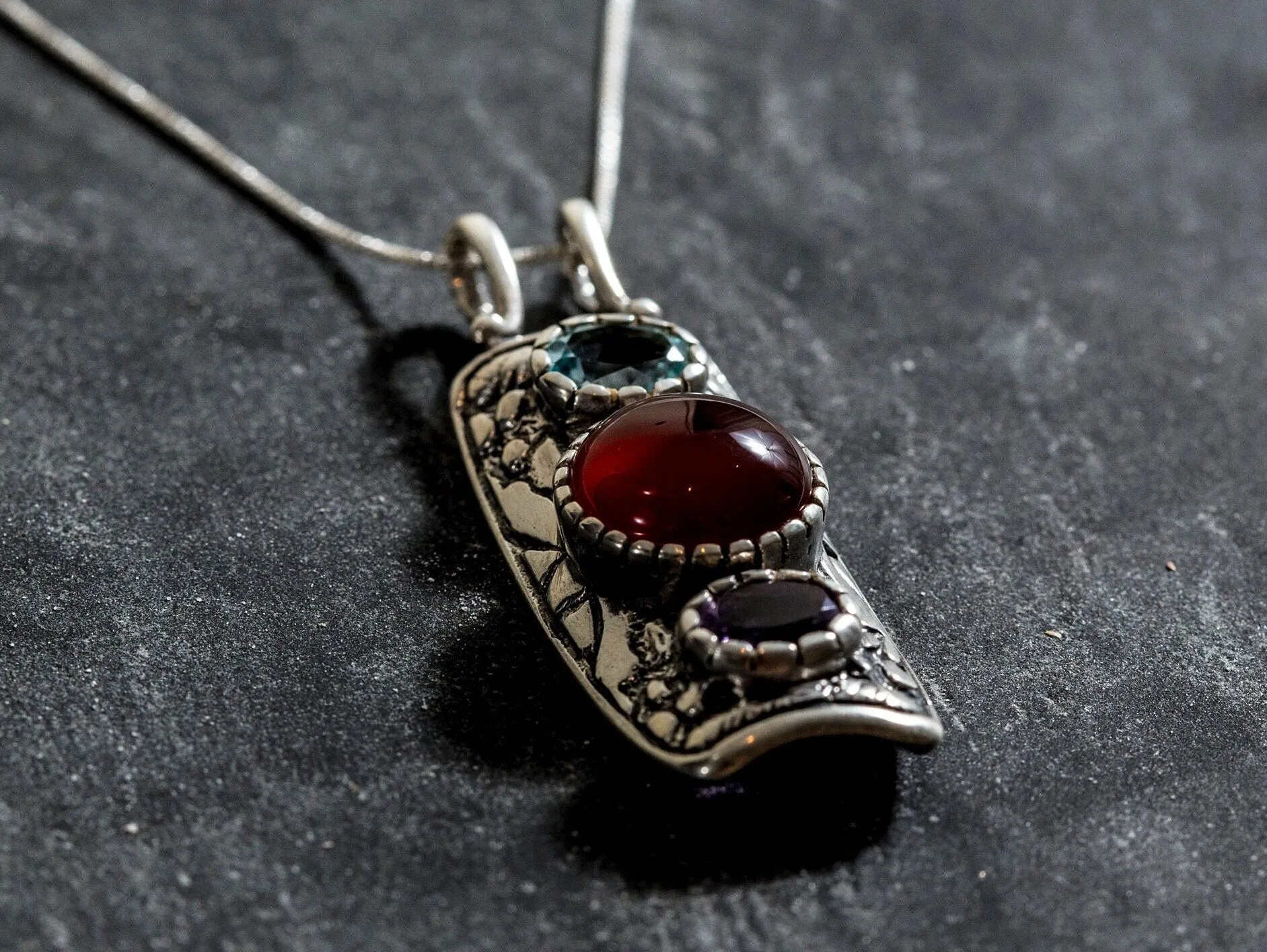 Red Agate Pendant - Natural Red Agate Necklace - Long Tribal Necklace