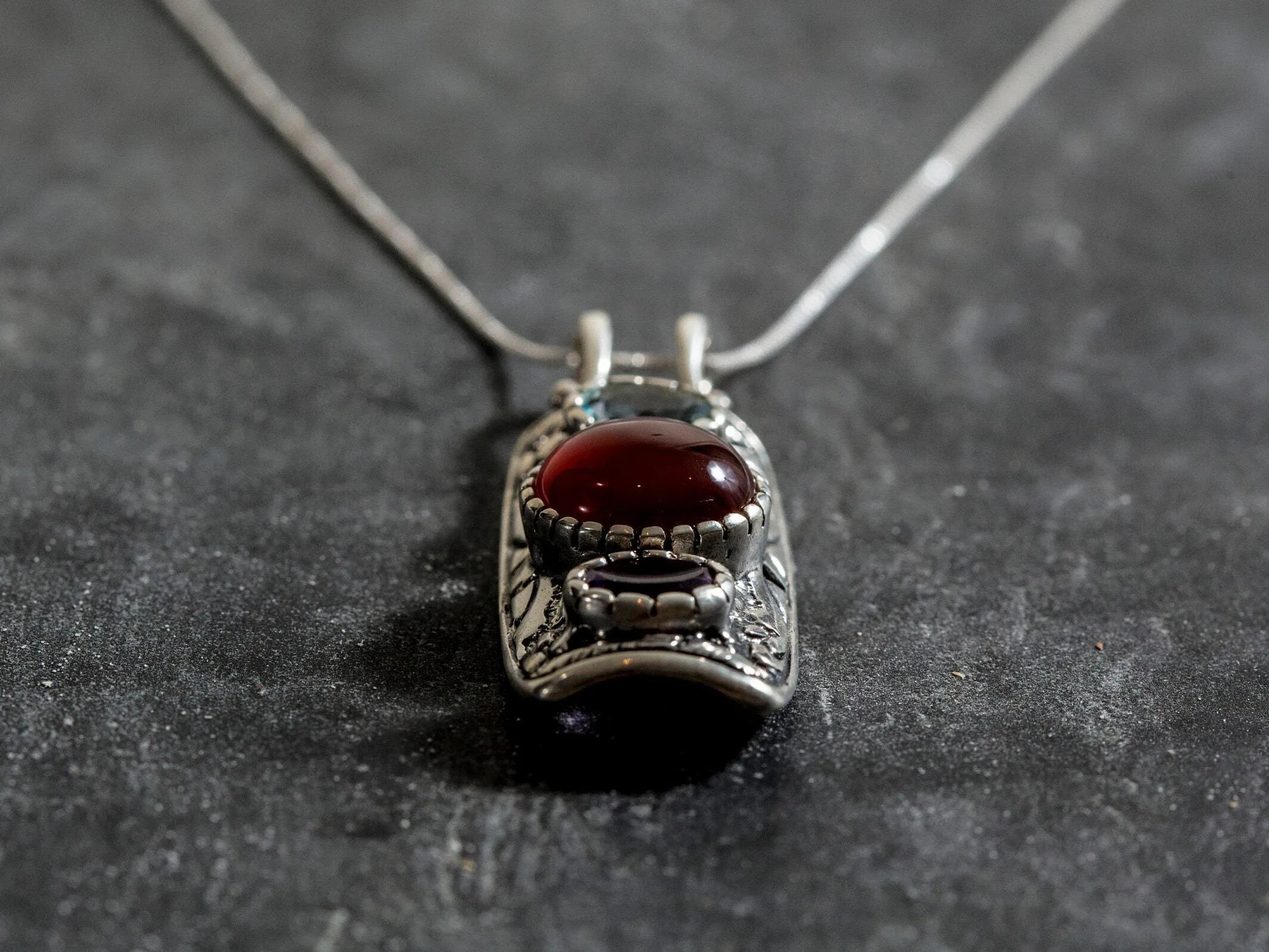 Red Agate Pendant - Natural Red Agate Necklace - Long Tribal Necklace