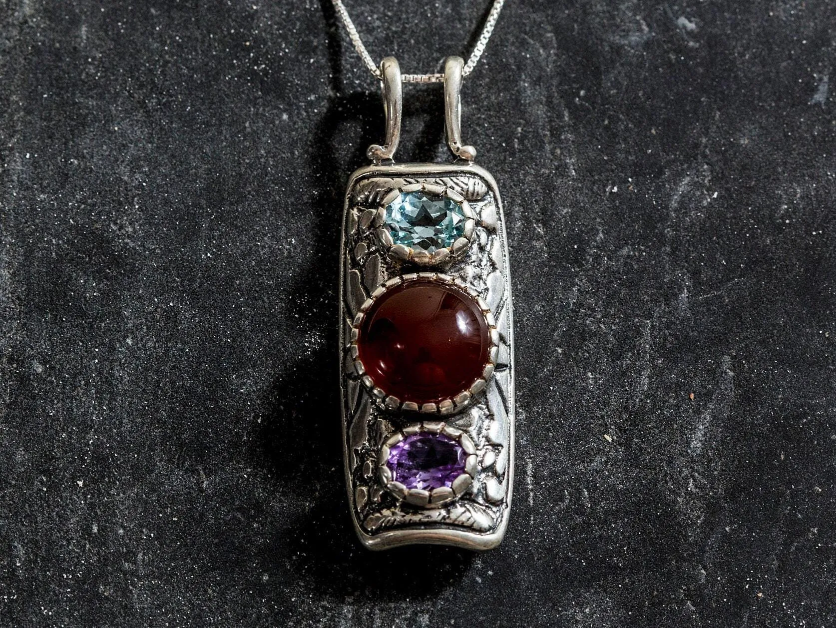 Red Agate Pendant - Natural Red Agate Necklace - Long Tribal Necklace