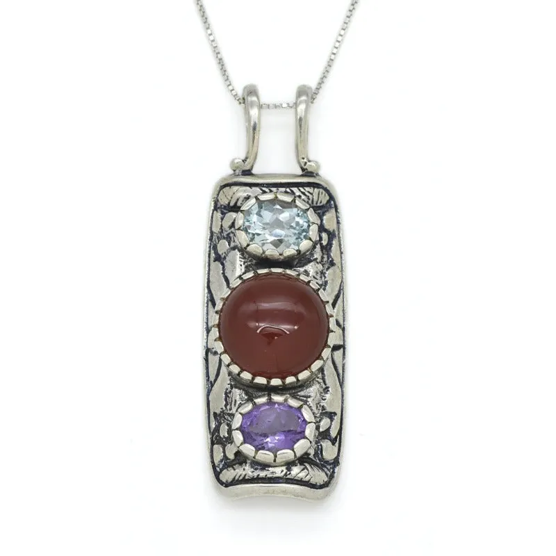 Red Agate Pendant - Natural Red Agate Necklace - Long Tribal Necklace