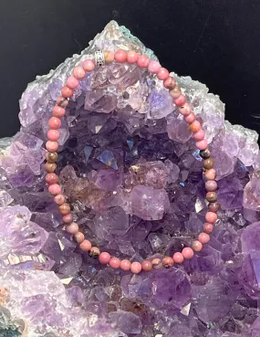 Rhodonite Anklet on Elastic Cord