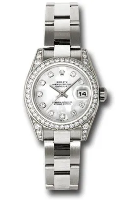Rolex White Gold Lady-Datejust 26mm - 42 Diamond Bezel - Mother-Of-Pearl Diamond Dial - Oyster Bracelet - 179159 mdo