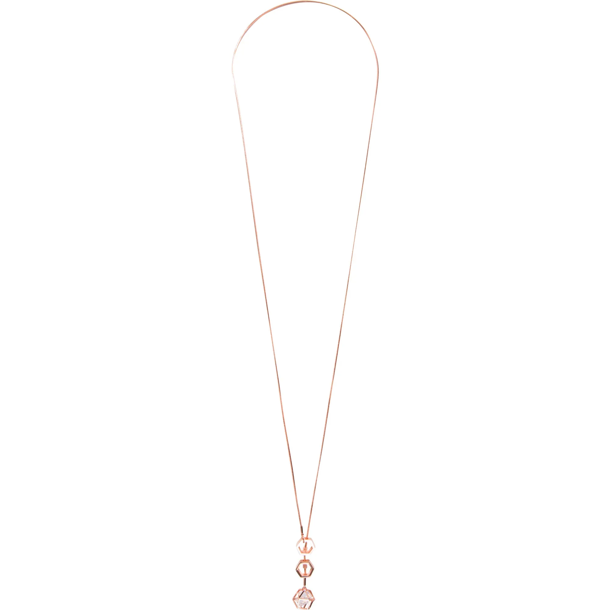 Rose Water Opal Hexagon - 18.5" Austrian Crystal Sweater Necklace