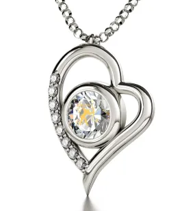 Sagittarius Sign, 14k White Gold Diamonds Necklace, Swarovski