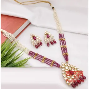 Sakshi Long Pacchi Kundan CZ Necklace