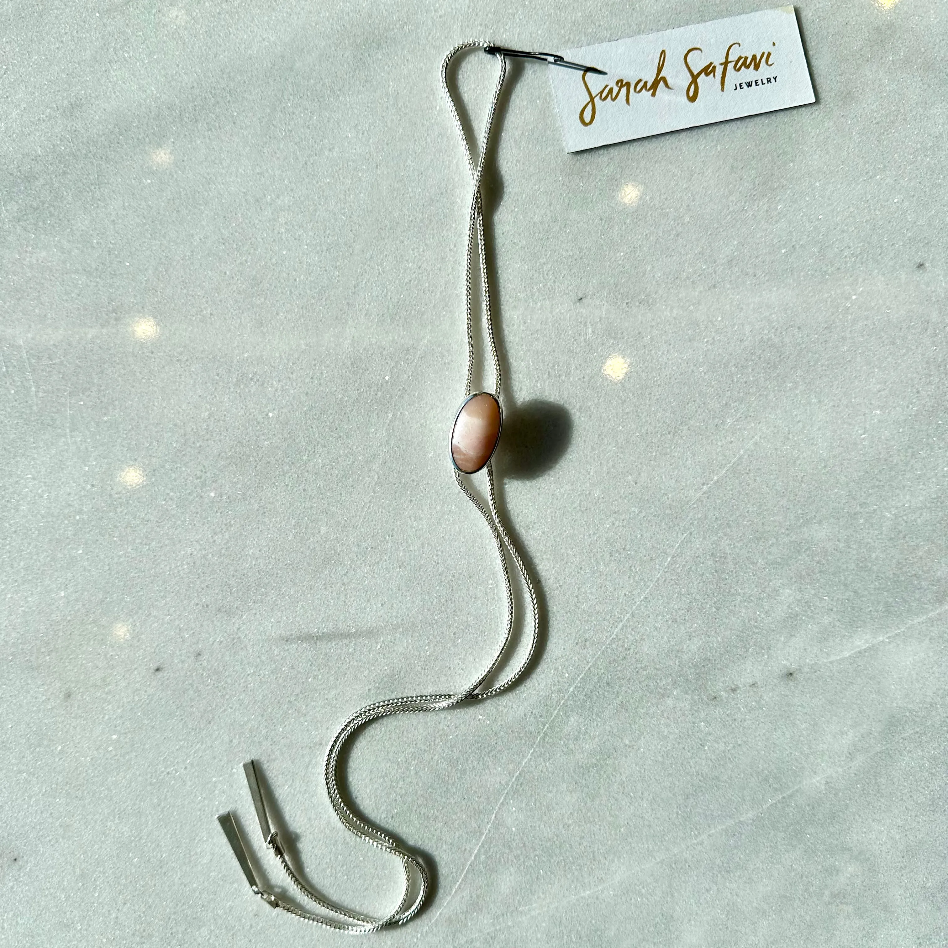 Sarah Safavi Jewelry - Bolo Tie Necklace (Oval Ice Cream Opal)