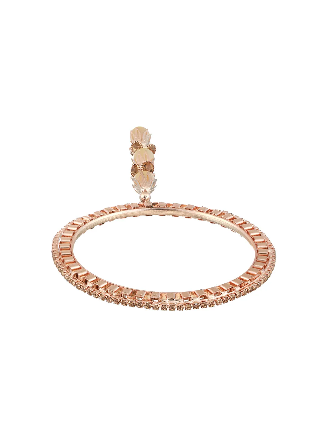 Set Of 4 Rose Gold-Plated Crystal Studded & Beaded Bangles