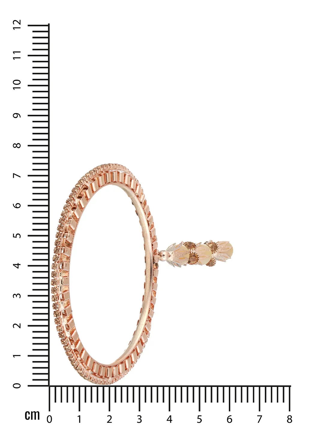 Set Of 4 Rose Gold-Plated Crystal Studded & Beaded Bangles